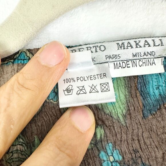 Vintage Y2K Alberto Makali Crinkle Cardigan Size Small Sequins Metallic Floral - Picture 6 of 6